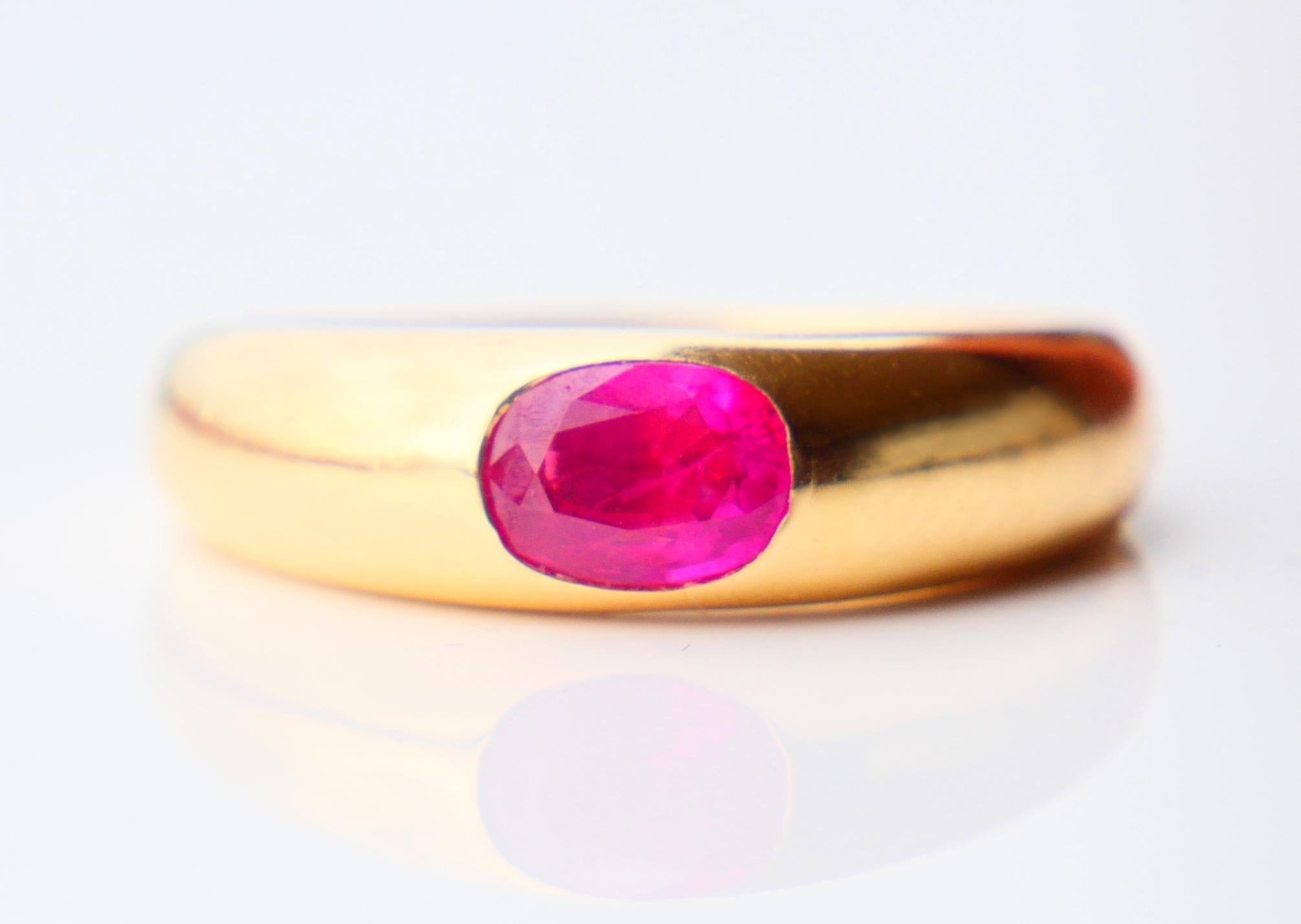 Unisex Men Ring natural 1ct Ruby solid 18K Gold ØUS 8.5 / 8gr. 5