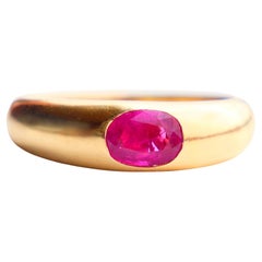 Unisex Men Ring natural 1ct Ruby solid 18K Gold ØUS 8.5 / 8gr.