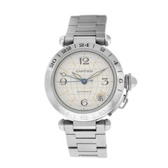 Unisex Midsize Cartier Pasha GMT 2377 W31029M7 Steel Date Automatic Watch