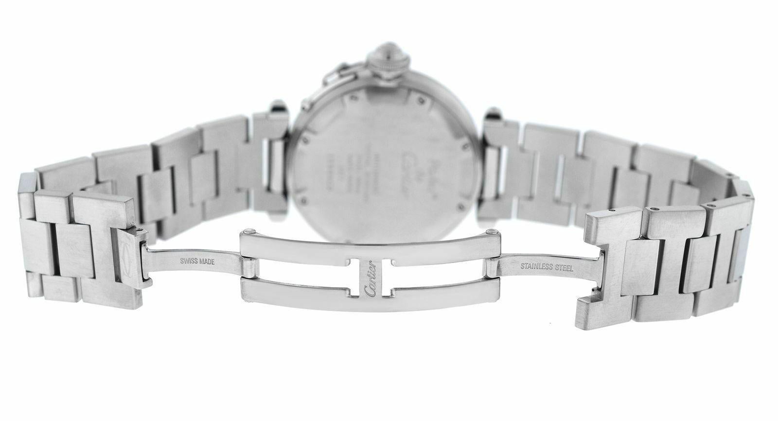 Unisex Midsize Cartier Pasha GMT Steel Date Automatic Watch For Sale 1