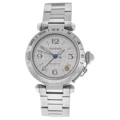 Unisex Midsize Cartier Pasha GMT Steel Date Automatic Watch