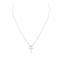 Unisex Diamond Cross Pendant Necklace in 18k Solid White Gold Christmas Gift