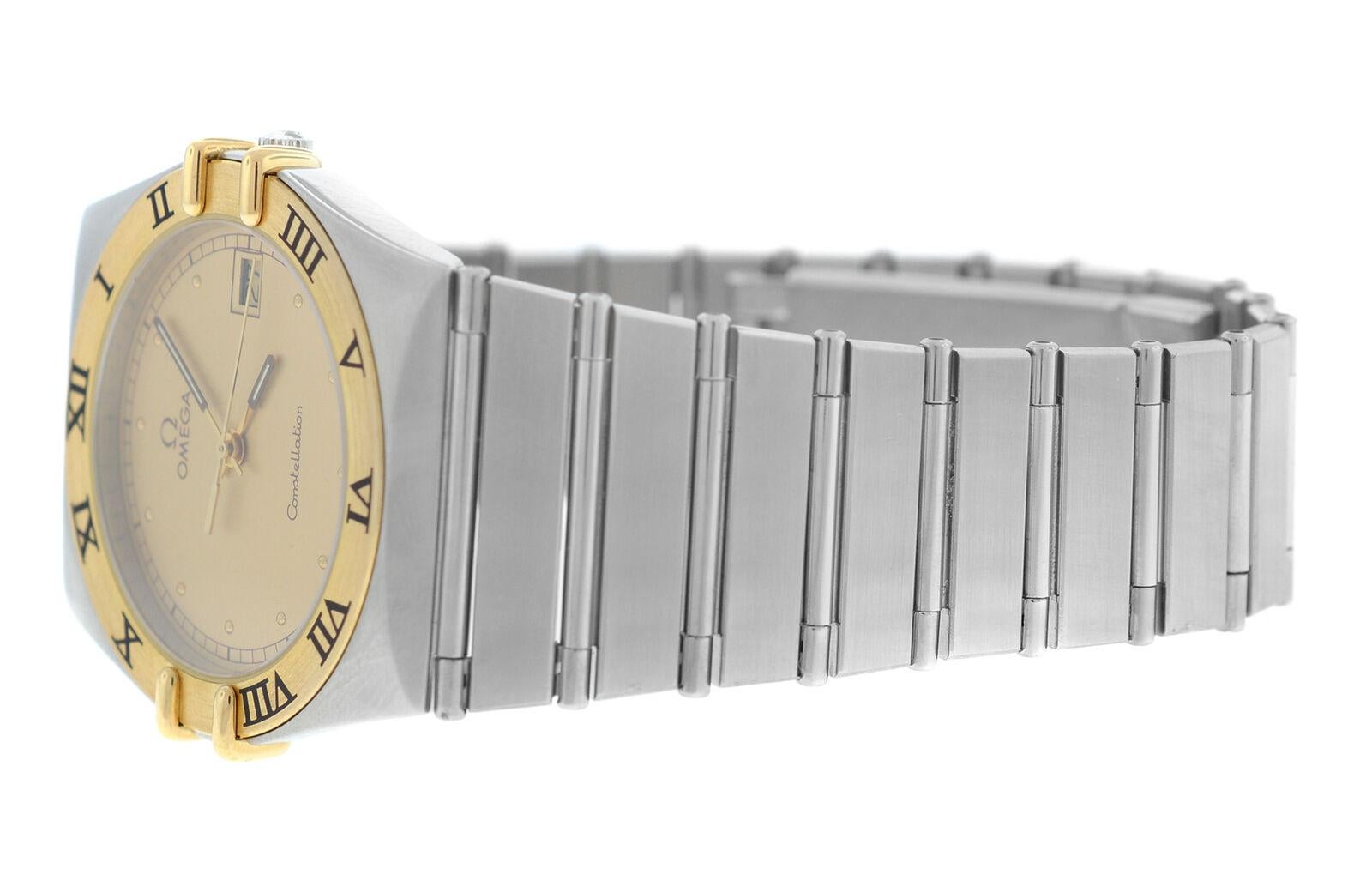 Unisex Omega Constellation 1410.10 Quartz Steel Gold Date Watch For Sale 3