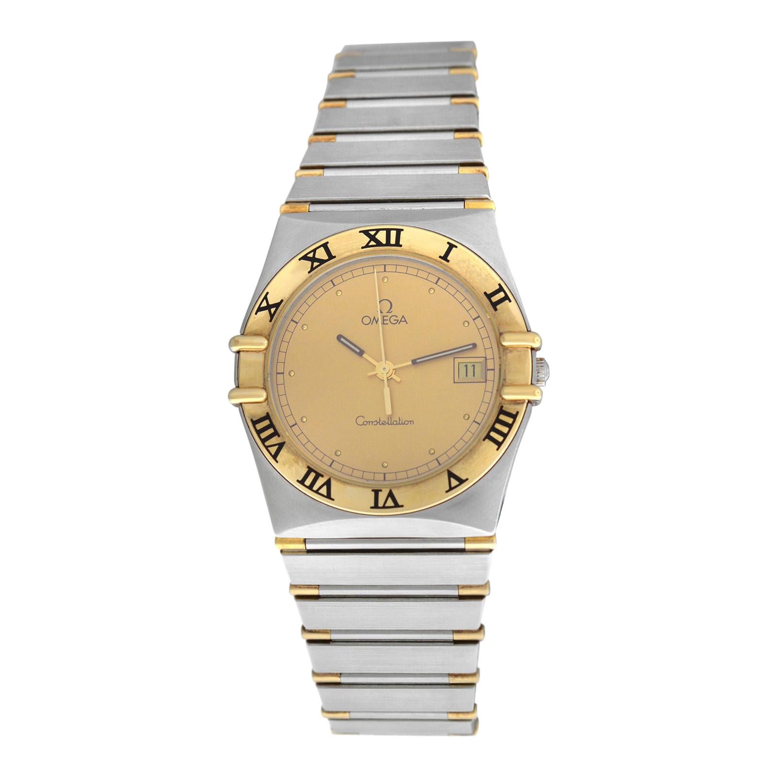 Unisex Omega Constellation 3961070 Half Bar Gold Quartz Date Watch