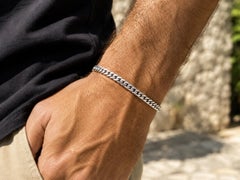 Unisex Platinum 5.4mm Wide 7" Curb Cuban Curb Link Chain Bracelet