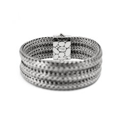 Unisex Retired John Hardy Sterling Silver Woven Chain Pusher Clasp Link Bracelet