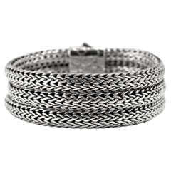 Unisex Retired John Hardy Sterling Silver Woven Chain Pusher Clasp Link Bracelet