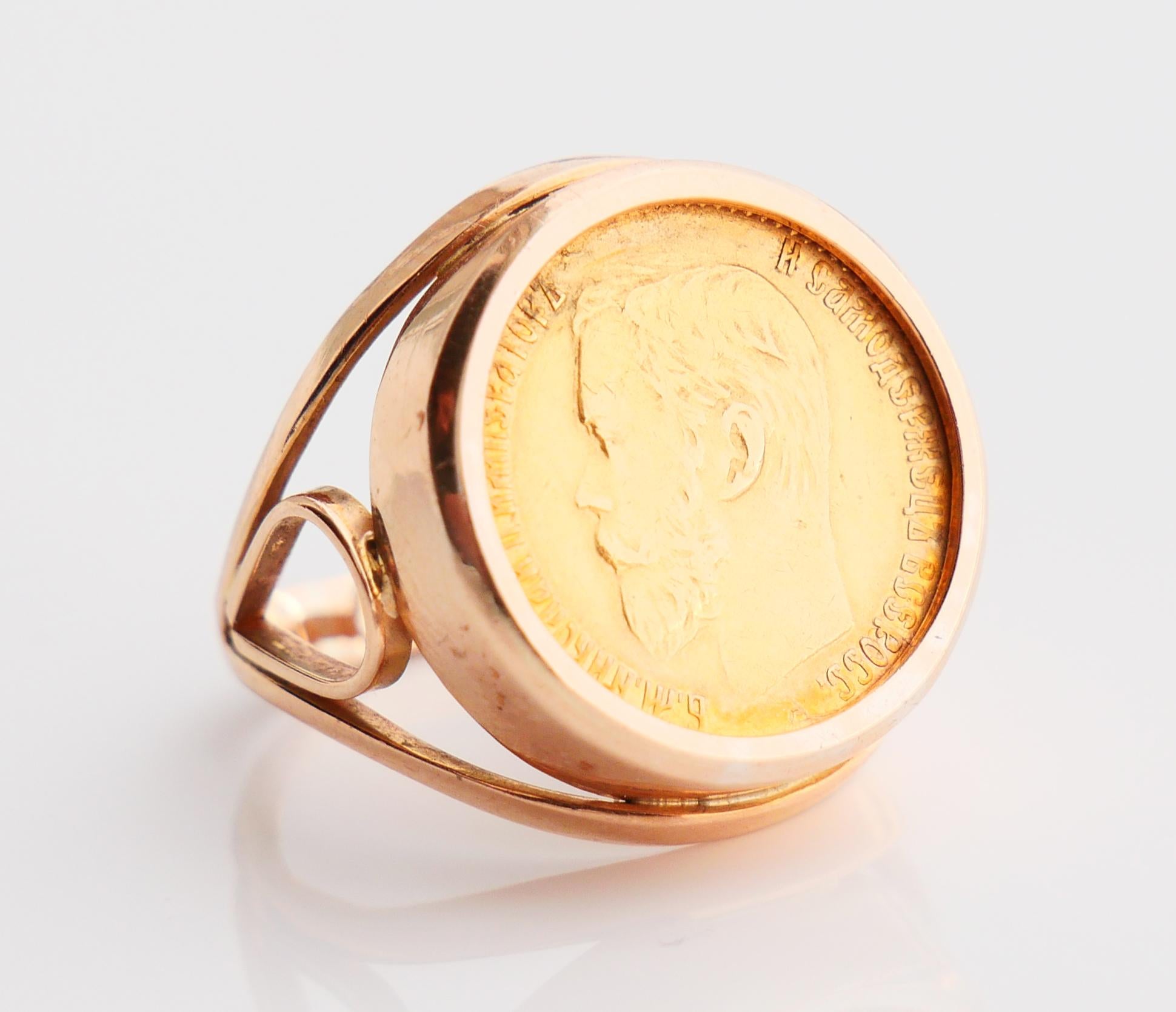 Anello unisex 1898 Moneta russa 5 Rubli 22k & 14k Oro ØUS 6,5 / 10,26 gr in vendita 6