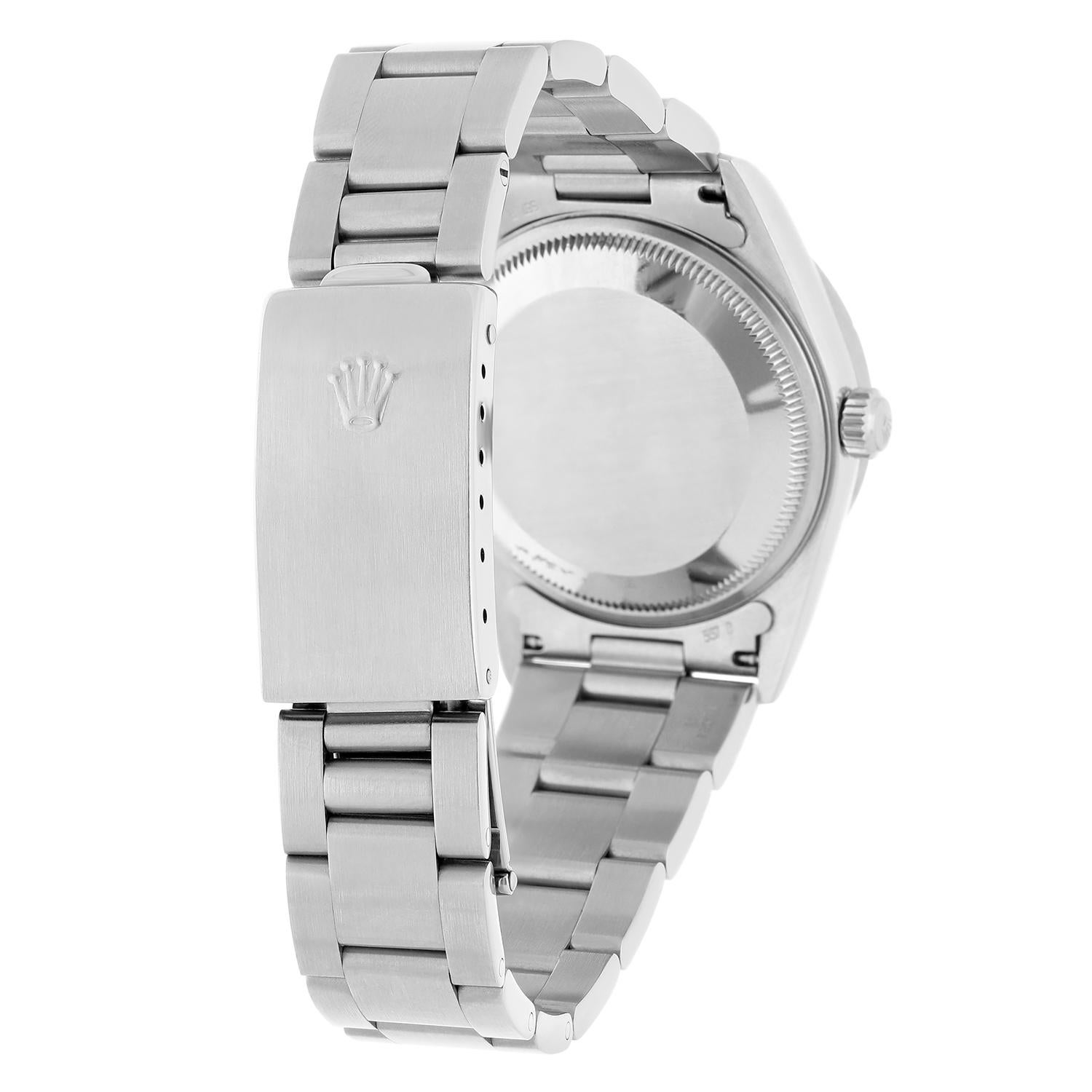 Unisex Rolex Date Stainless Steel Watch Oyster Black Dial 15210 Circa 1999 For Sale 2
