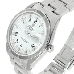 Unisex Rolex Date Stainless Steel Watch Oyster White Roman Dial 15010 Circa 1988