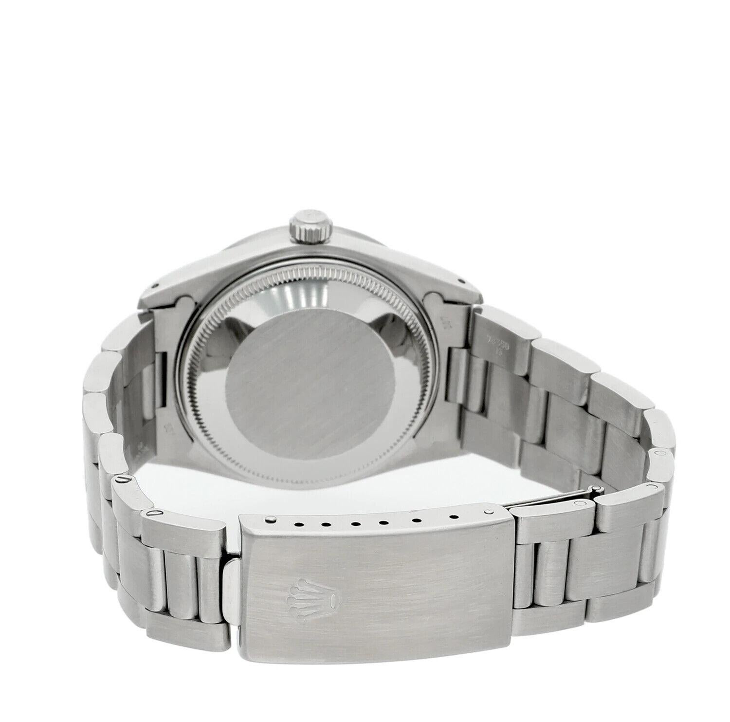 Women's Unisex Rolex Date Stainless Steel Watch Oyster White Roman Dial 15010 Circa 1988 For Sale