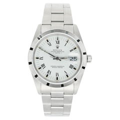 Retro Unisex Rolex Date Stainless Steel Watch Oyster White Roman Dial 15010 Circa 1988