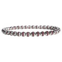 Bracelet de perles réglable unisexe avec rubis naturels de couleur profonde de 3,84 carats