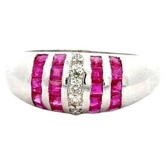 Anello unisex con diamante e rubino in argento 925 per la festa della mamma