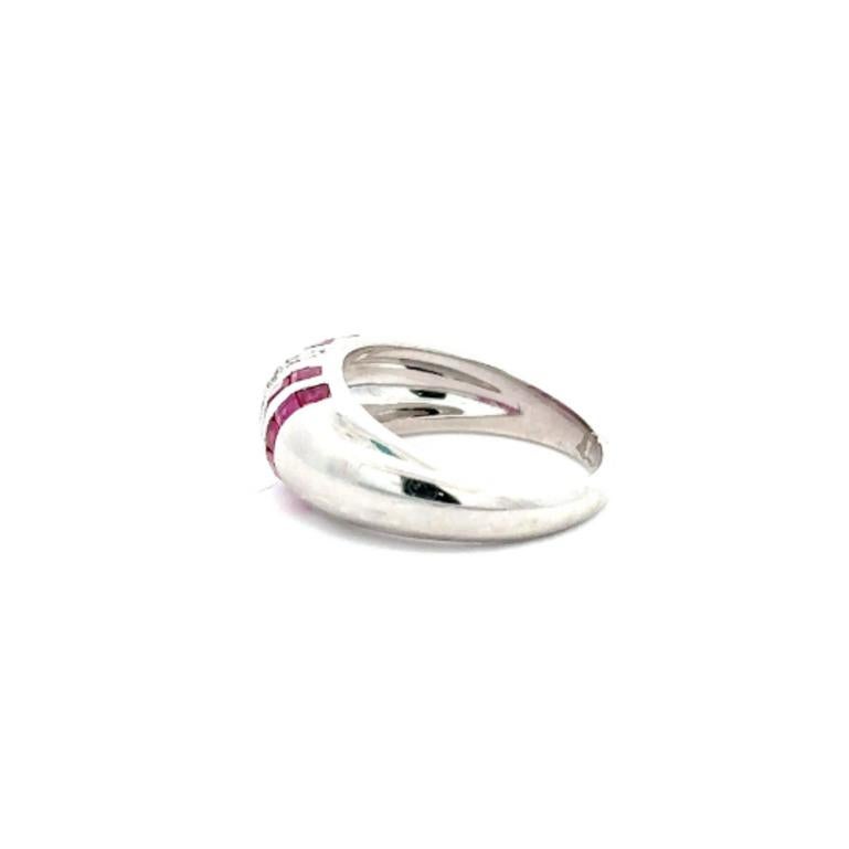For Sale:  Unisex Ruby Diamond Dome Ring Crafted in Sterling Silver 4