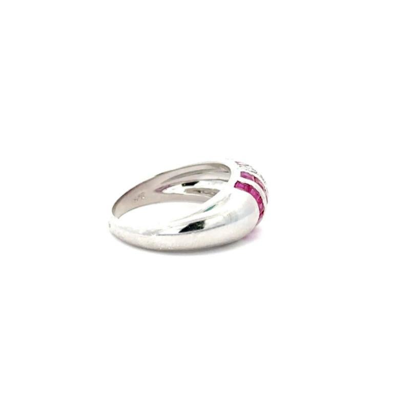 For Sale:  Unisex Ruby Diamond Dome Ring Crafted in Sterling Silver 6