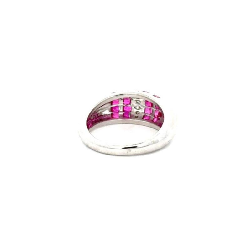 Im Angebot: Unisex Ruby Diamond Dome Ring Crafted in Sterling Silber () 7