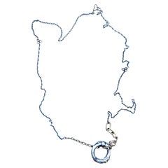 Cadena de plata unisex Anillo de cuarzo ahumado Cruz de plata Trébol de 3 hojas