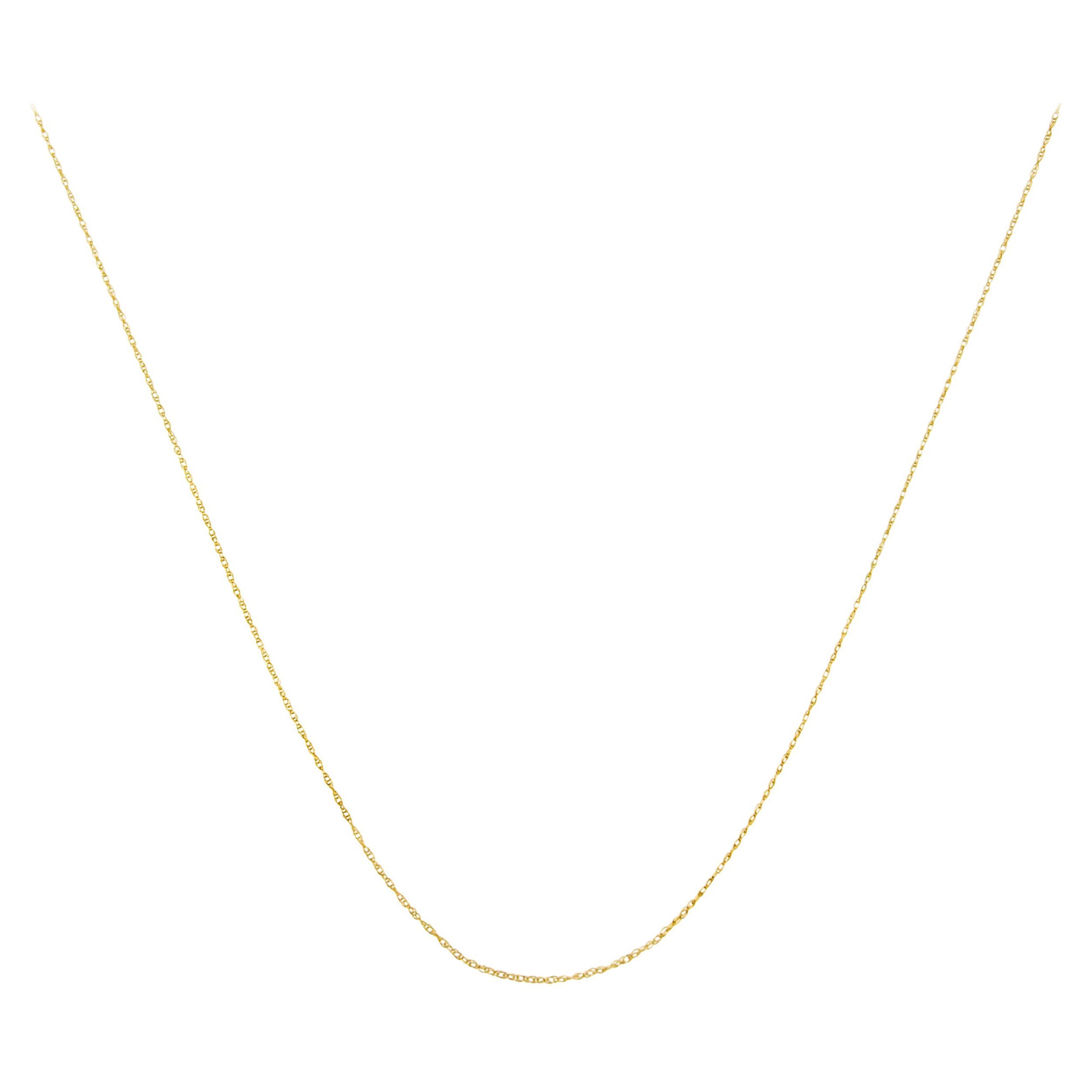 Unisex Solid 10K Yellow Gold 0.5 MM Slim and Dainty Rope Chain Necklace For Sale