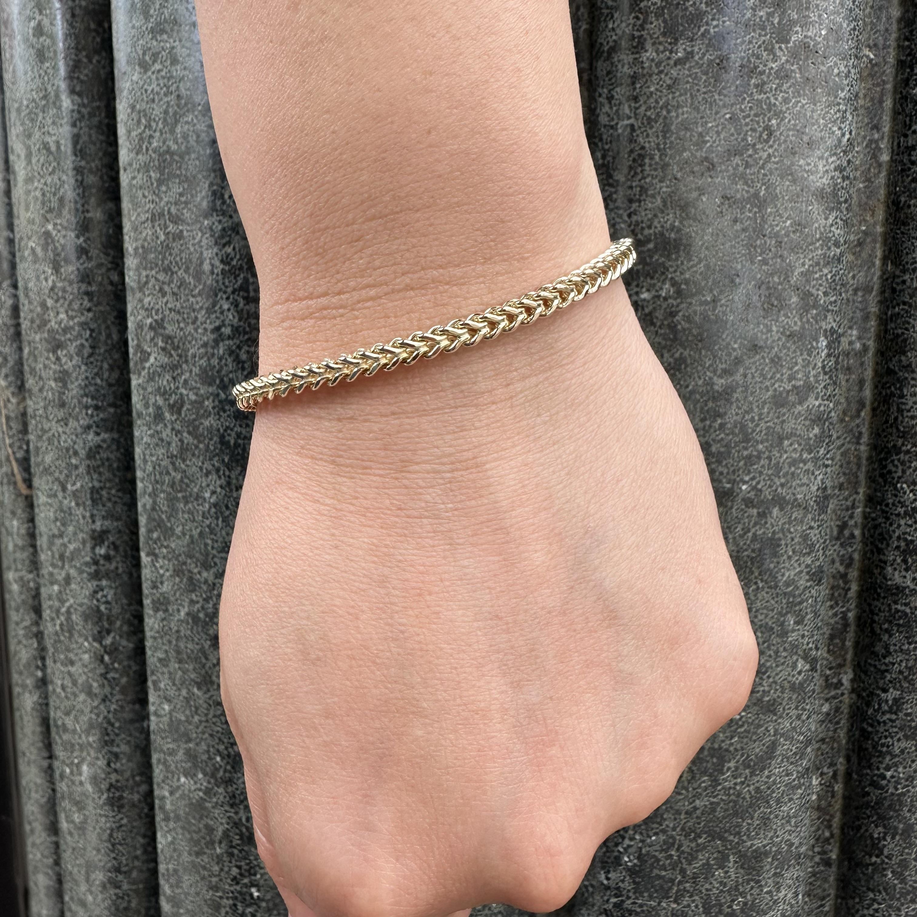 Bracelet unisexe en or jaune 10k et chaîne à maillons Franco 7.5