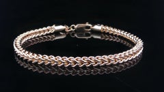 Unisex Solid 10k Yellow Gold Franco Link Chain Bracelet 7.5"