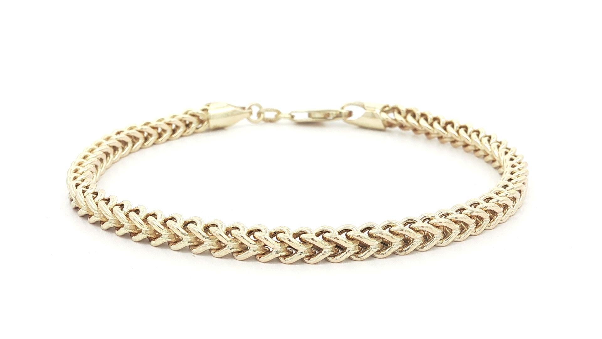 Bracelet unisexe en or jaune 10k et chaîne à maillons Franco 7.5