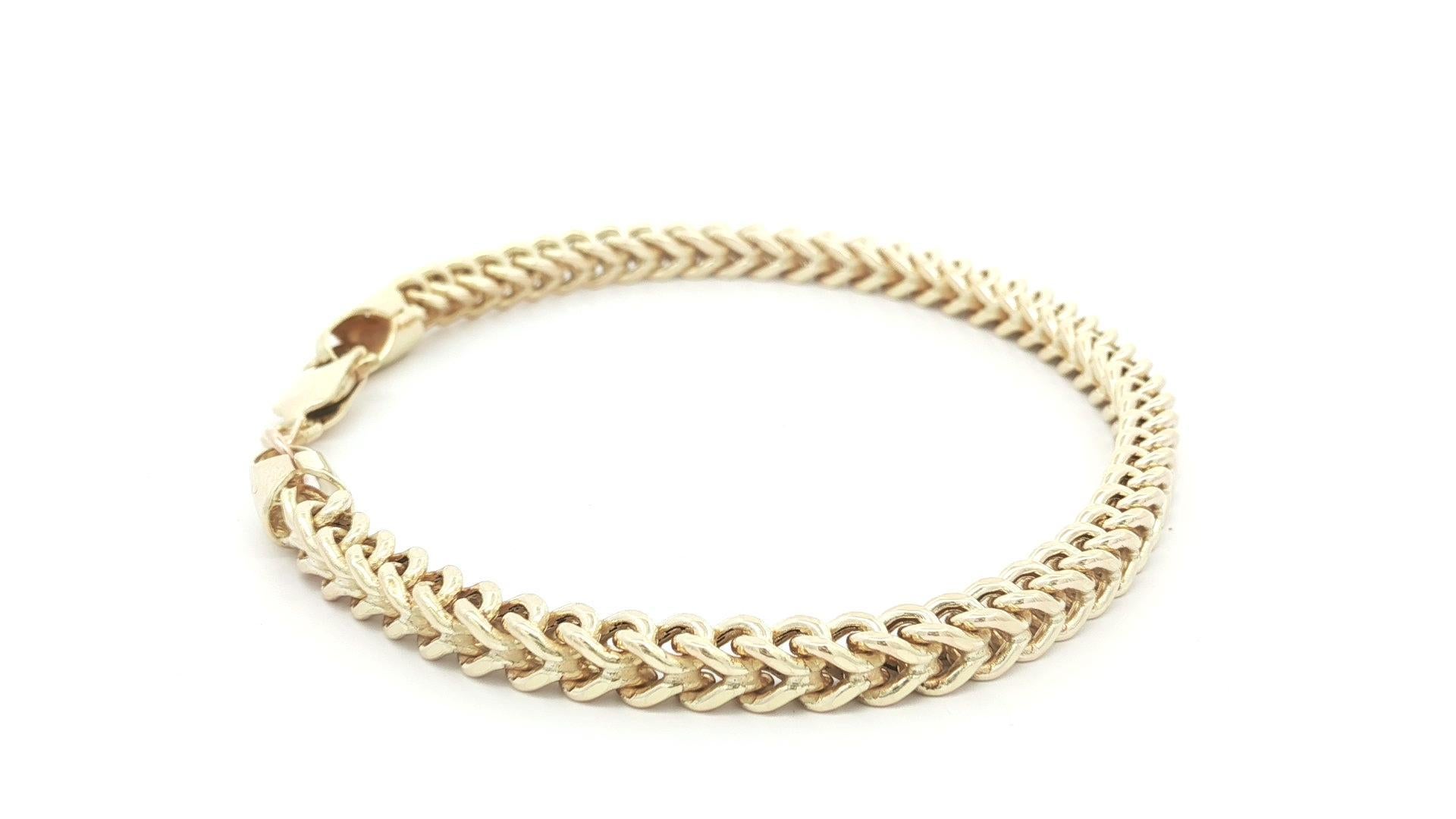 Bracelet unisexe en or jaune 10k et chaîne à maillons Franco 7.5