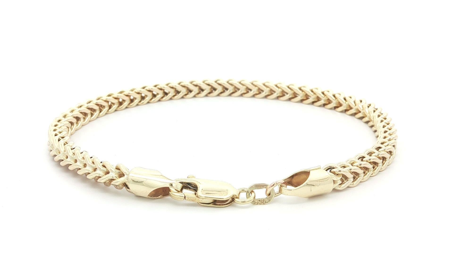 Bracelet unisexe en or jaune 10k et chaîne à maillons Franco 7.5