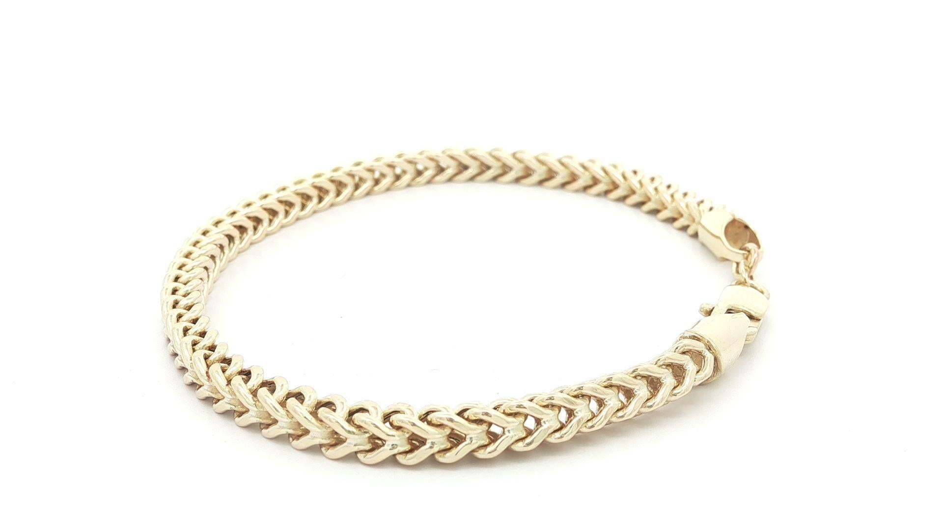 Bracelet unisexe en or jaune 10k et chaîne à maillons Franco 7.5