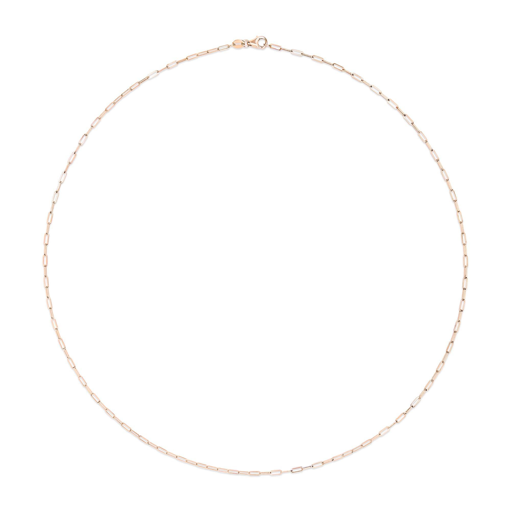 Collar unisex de oro rosa macizo de 14 quilates con cadena sujetapapeles de 1,5 mm - 18 pulgadas Moderno en venta