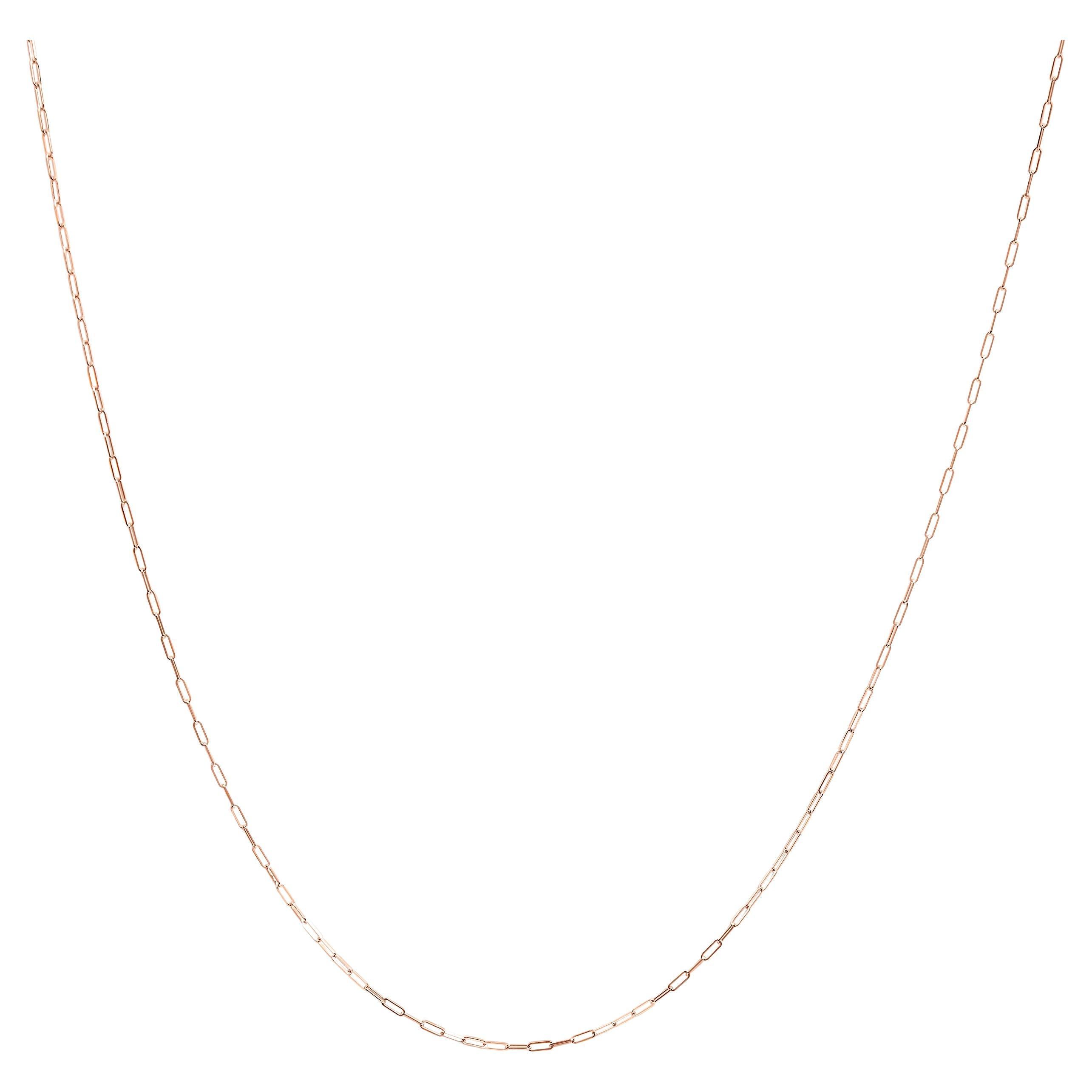 Unisex Solid 14K Roségold 1,5 mm Papierclip Kette Halskette - 18 Zoll