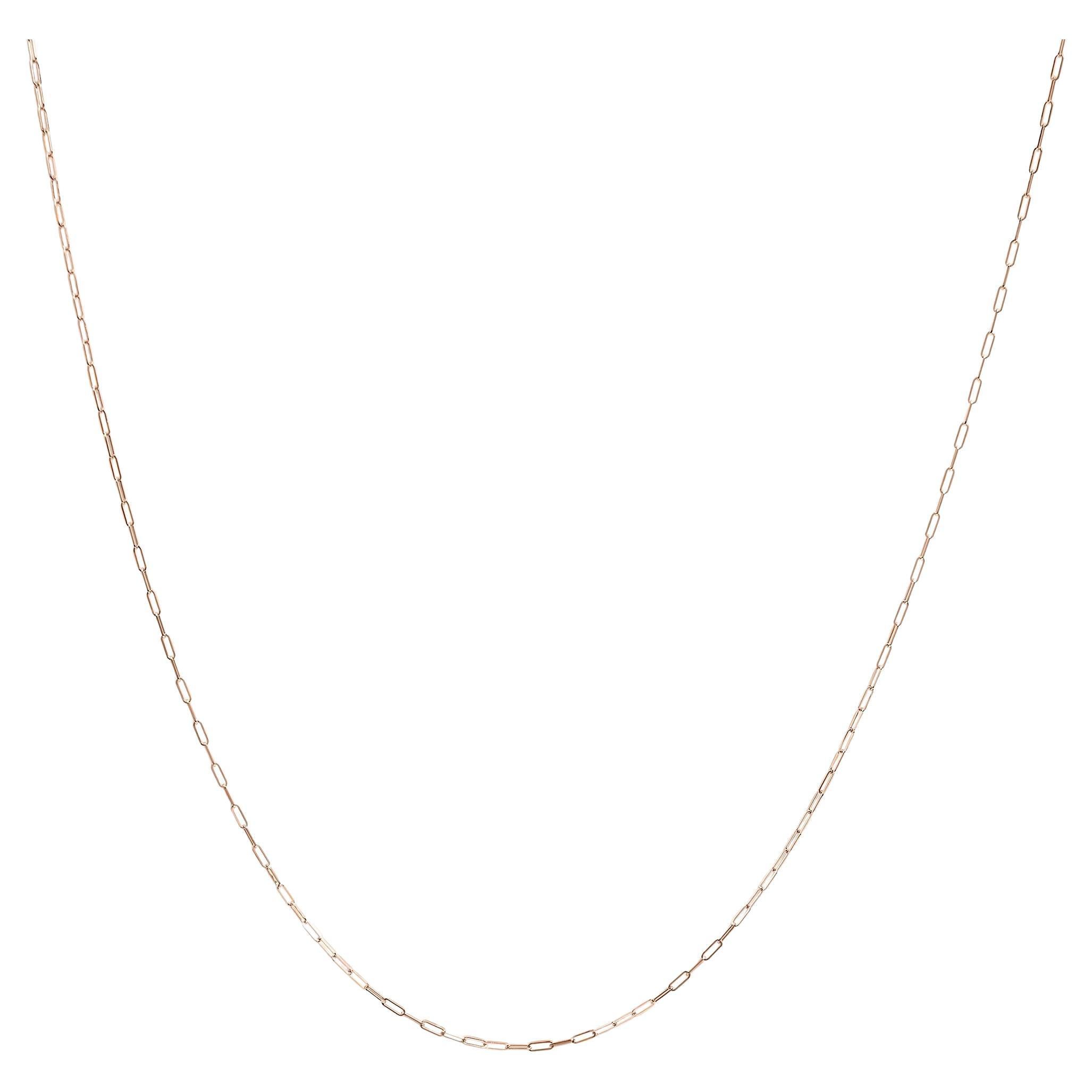 Unisex Solid 14K Rose Gold 1.5mm Paperclip Chain Necklace - 18 Inches