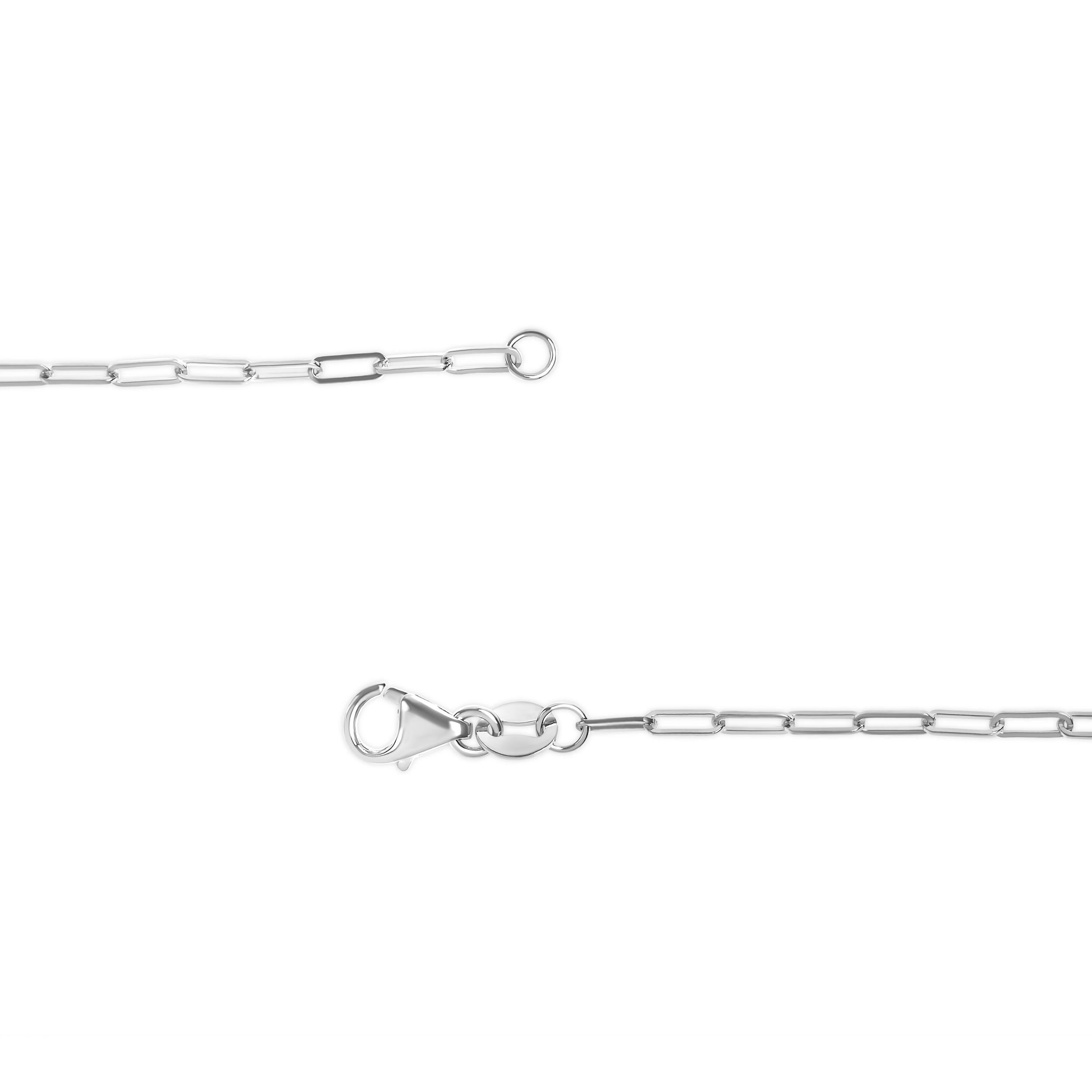 Introducing a captivating masterpiece, this Unisex Solid 14K White Gold Paperclip Chain Necklace is a testament to elegance and versatility. Crafted with precision from genuine 14K white gold, its slender 1.5mm width effortlessly enhances any