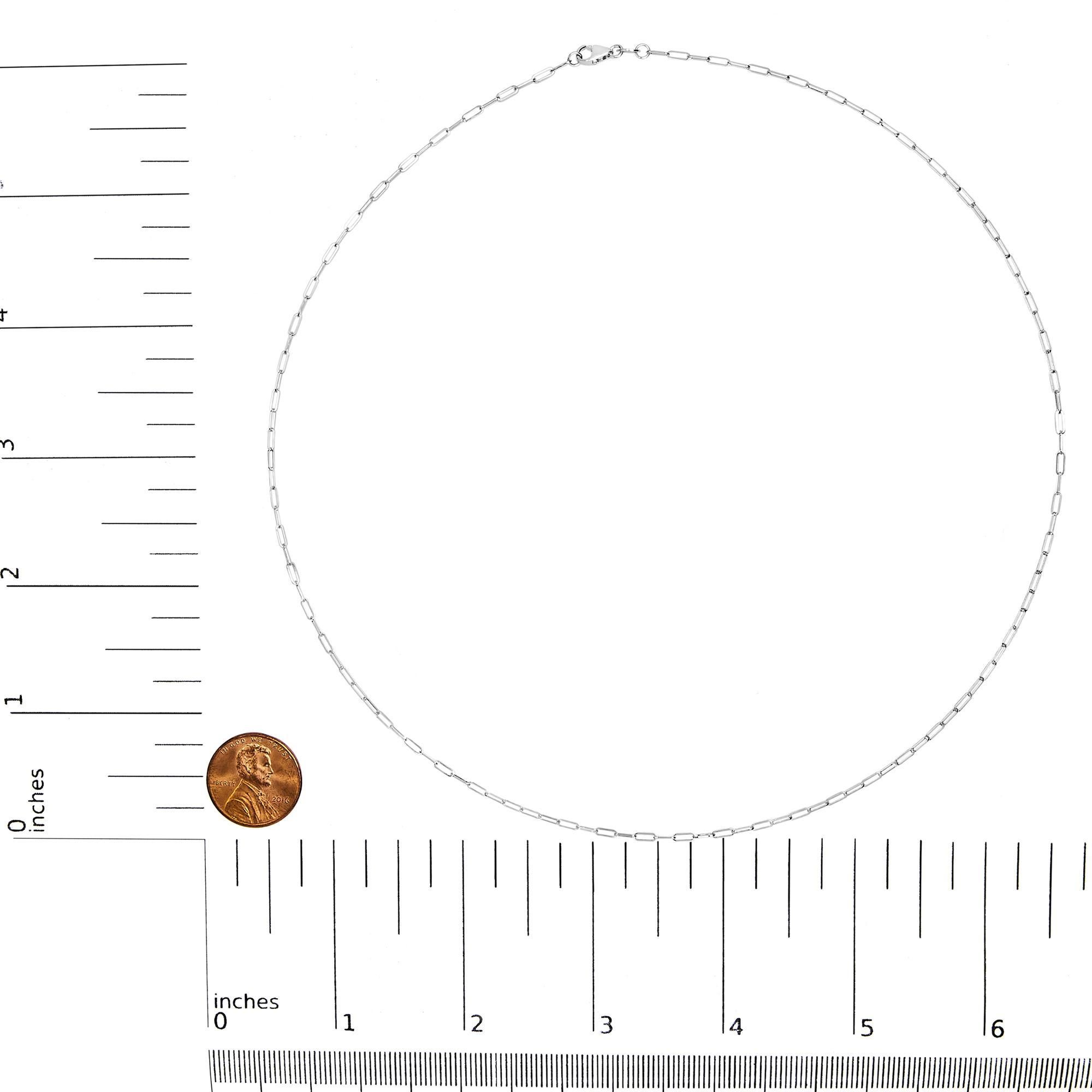 Collier unisexe en or blanc massif 14K avec chaîne à trombones de 1,5 mm - 18 pouces Neuf - En vente à New York, NY