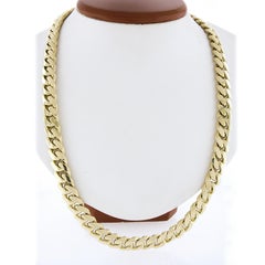 Unisex Solid 14k Yellow Gold 11mm Heavy Long 22" Miami Cuban Link Chain Necklace