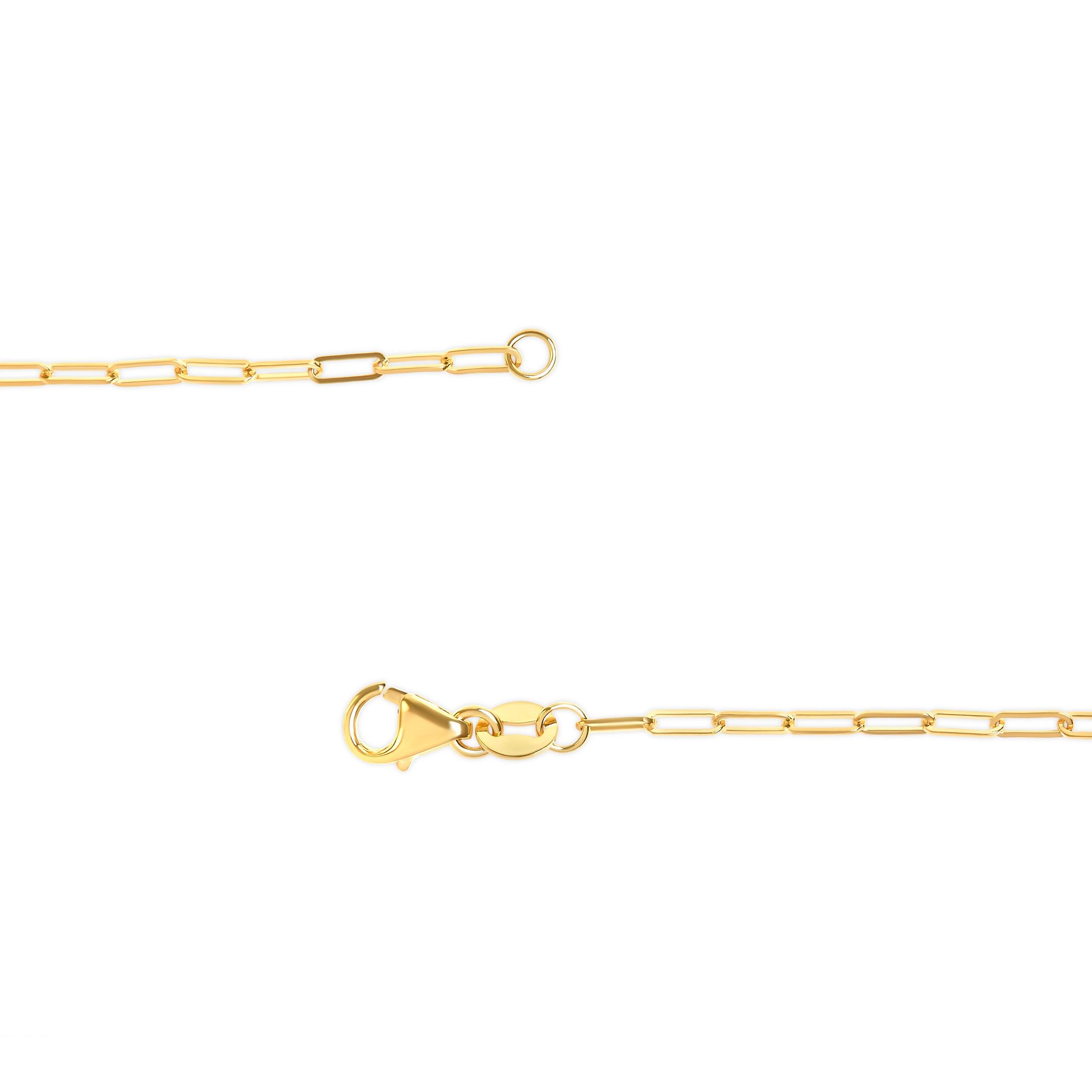 Présentant un chef-d'œuvre captivant, ce collier unisexe en chaîne à trombones en or jaune 14K massif témoigne de l'élégance et de la polyvalence. Fabriqué avec précision en or jaune 14 carats véritable, son épaisseur de 1,5 mm rehausse sans effort