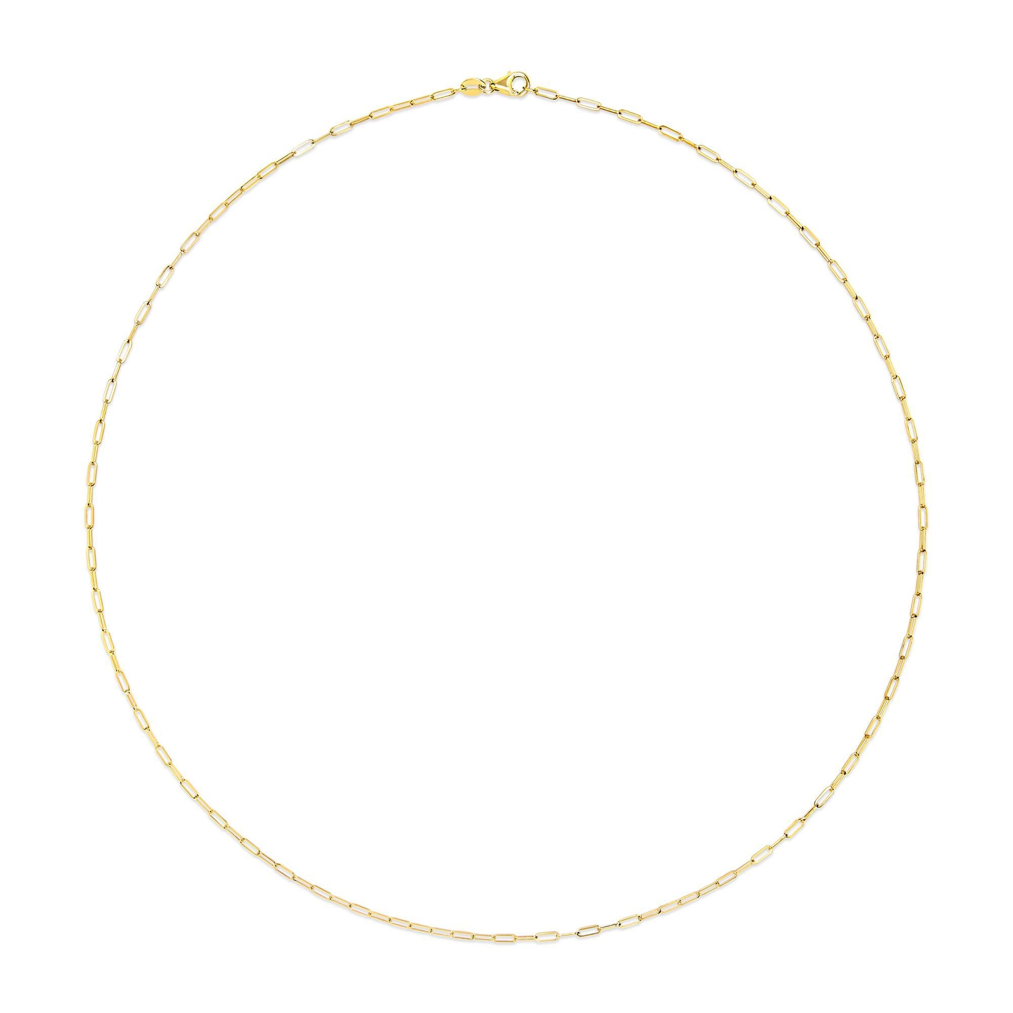 Moderne Collier unisexe en or jaune 14K massif 1,5 mm - 18 pouces en vente