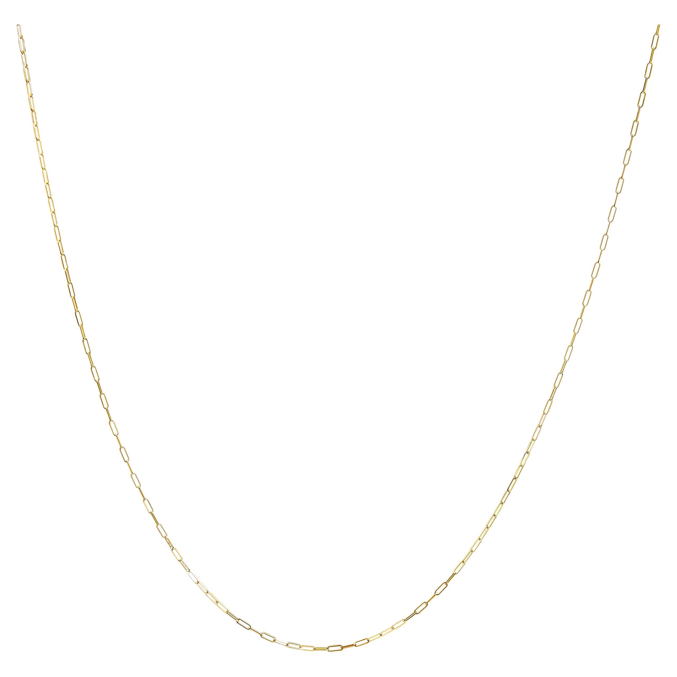 Collar unisex de oro amarillo macizo de 14 quilates con cadena sujetapapeles de 1,5 mm - 18 pulgadas