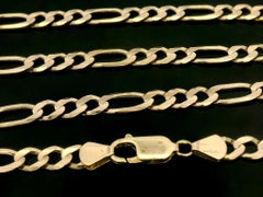 Unisex Solid 14k Yellow Gold 21.5" Figaro Link Chain Necklace w/ Lobster Claw
