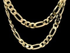 Unisex Solid 14k Yellow Gold 22.5" Figaro Link Chain Necklace