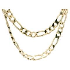 Collana unisex in oro giallo massiccio 14k con catena A Link Figaro da 22,5 pollici
