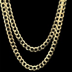 Unisex Solid 14k Yellow Gold 24" Polished Finish Curb Cuban Link Chain Necklace