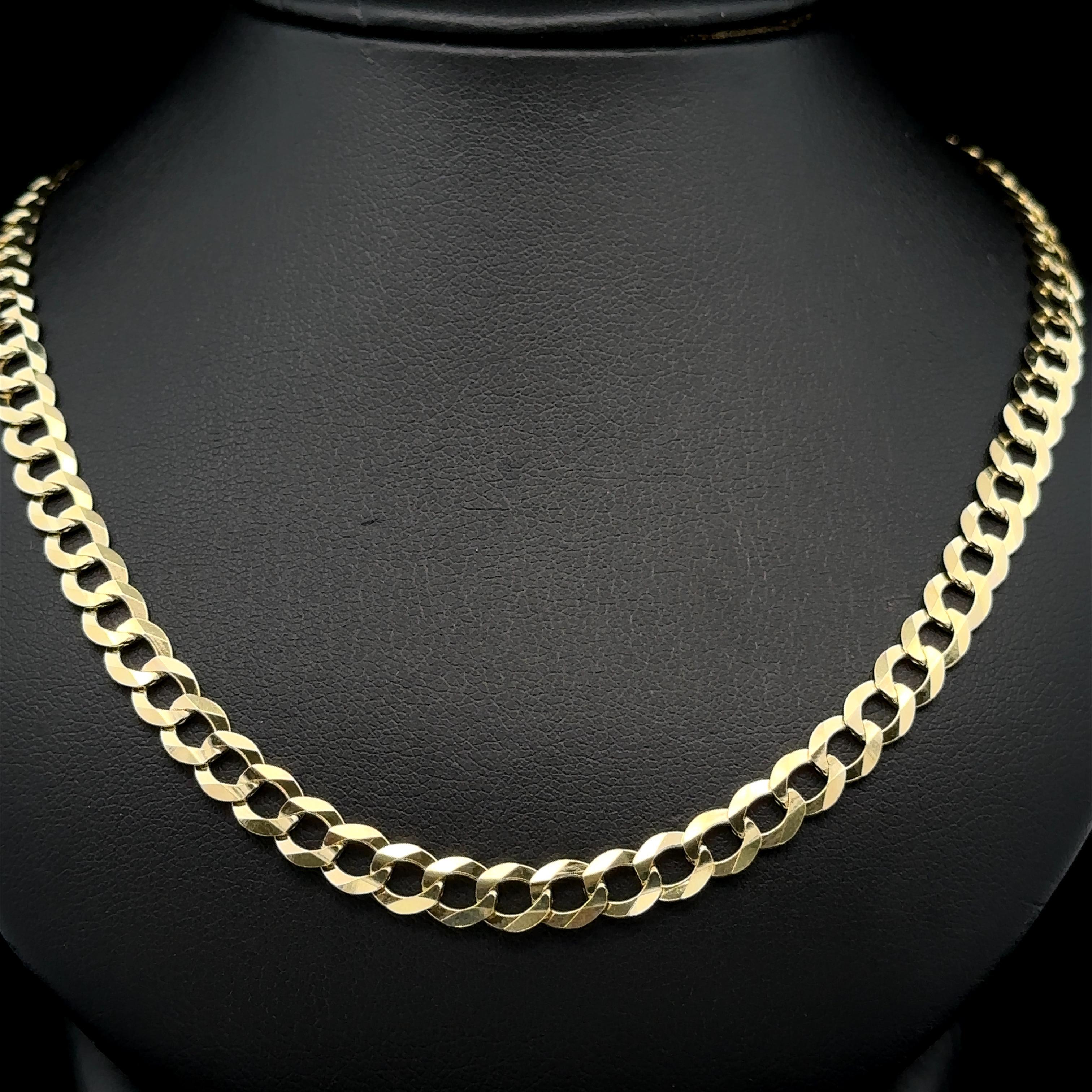 Collier à maillons cubains unisexe en or jaune massif 14 carats à finition polie de 24 pouces Excellent état - En vente à Montclair, NJ