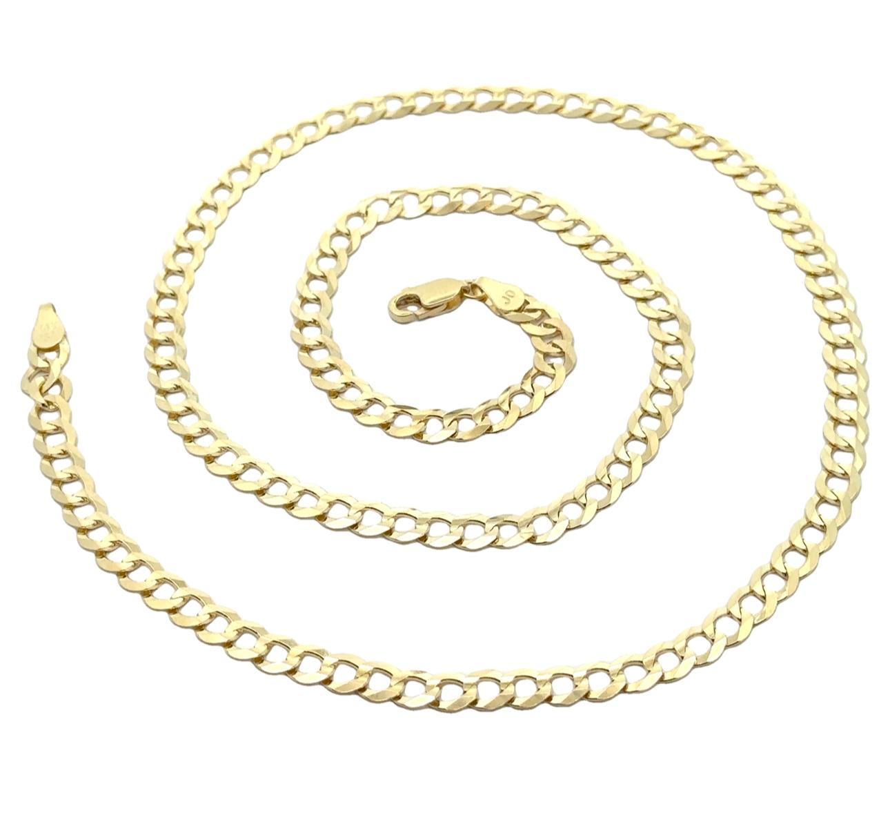 Collier à maillons cubains unisexe en or jaune massif 14 carats à finition polie de 24 pouces en vente 2