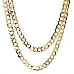 Collar de cadena de eslabones cubanos unisex de oro amarillo macizo de 14 quilates y acabado pulido de 24 pulgadas