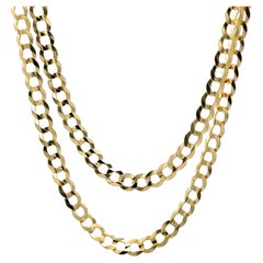 Unisex Solid 14k Yellow Gold 24" Polished Finish Curb Cuban Link Chain Necklace