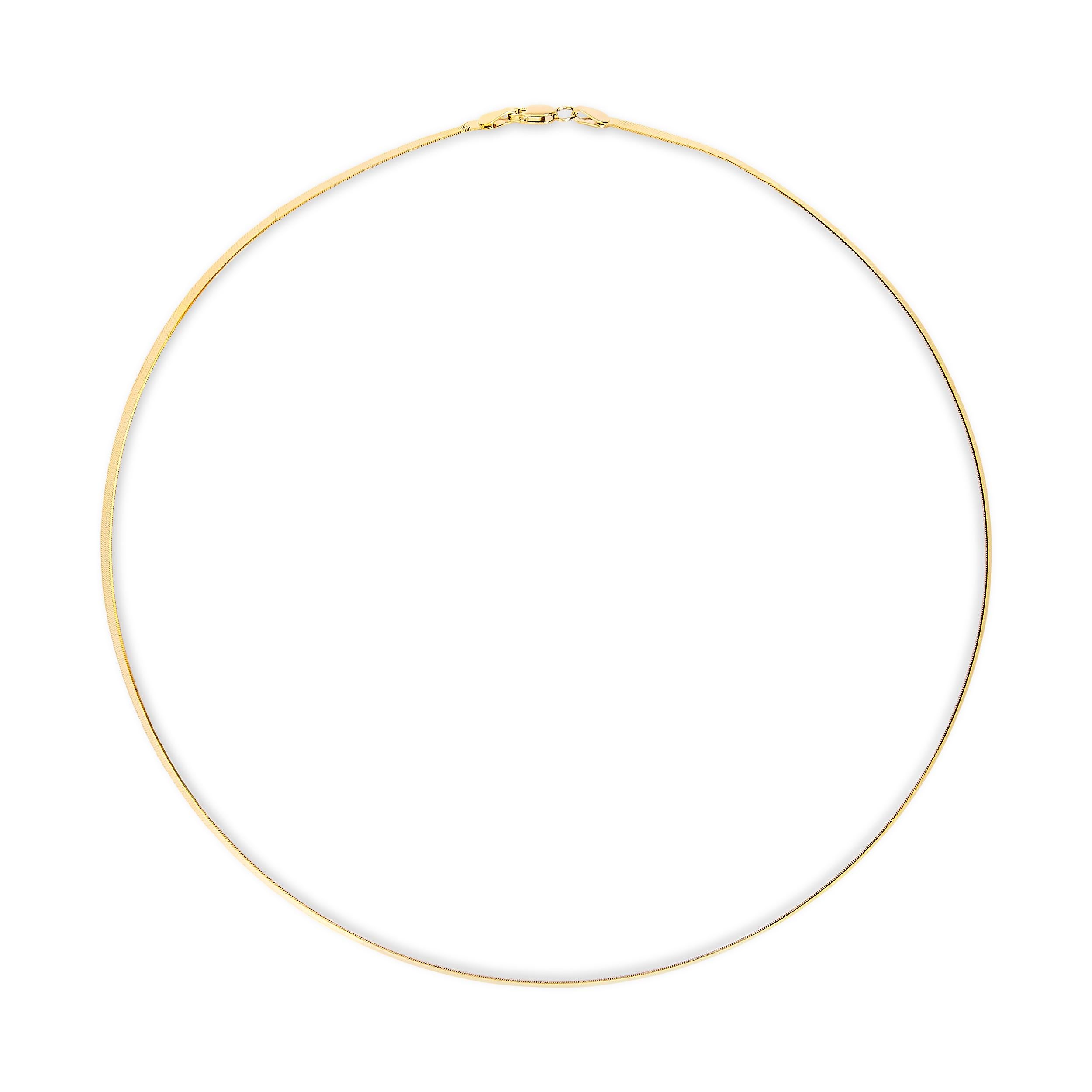Moderne Collier unisexe en or jaune 14K massif à chevrons de 2,8 mm - 18inches en vente