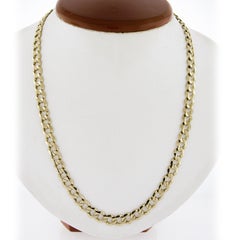 Unisex Solid 14k Yellow Gold 7.1mm Long 23" Cuban Curb Link Chain Necklace