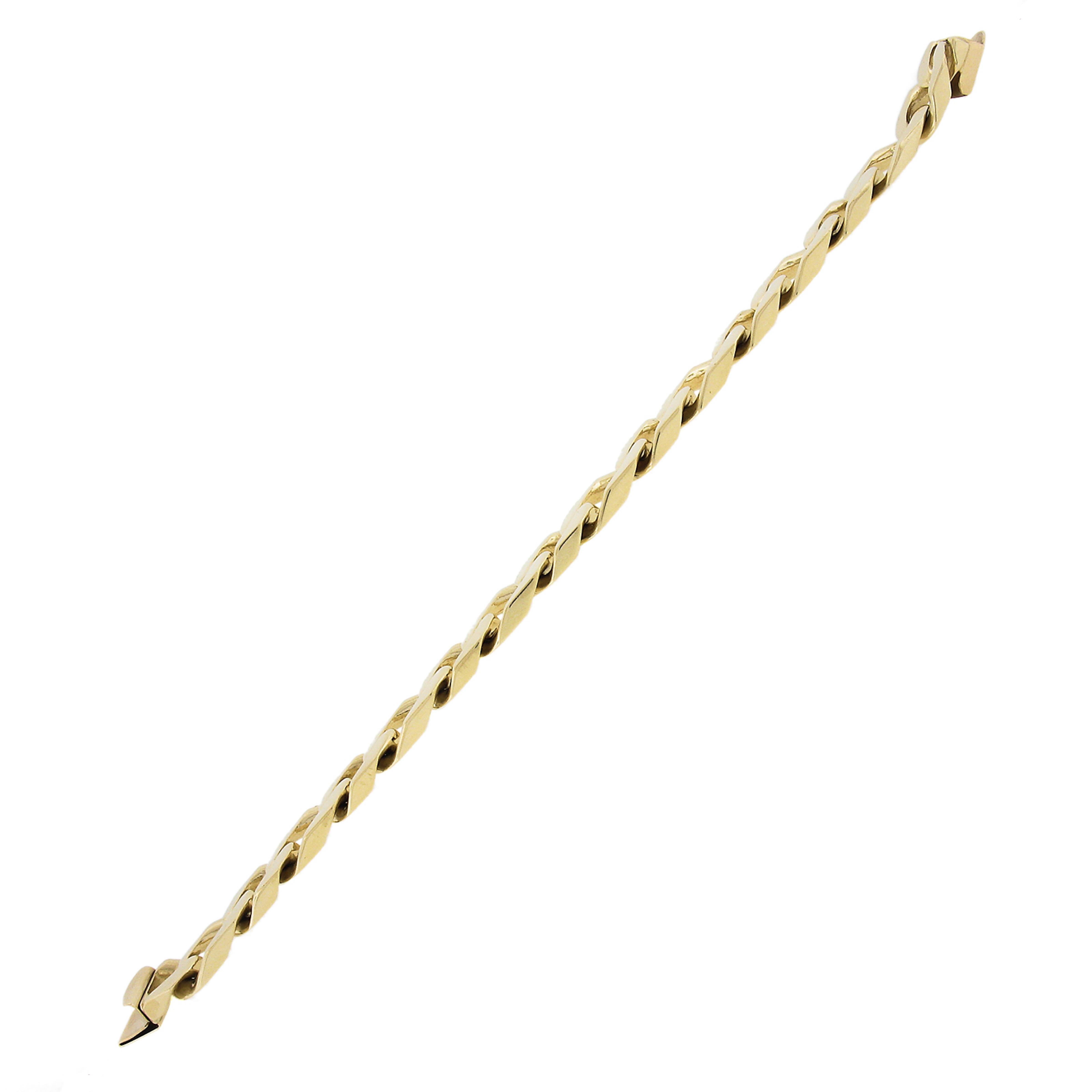 Bracelet unisexe en or jaune 14K à maillons cubains de 8 pouces avec fermoir à poussoir en vente 3