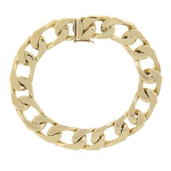 Unisex Solid 14K Yellow Gold 8" Large Cuban Curb Link Chain Bracelet Push Clasp